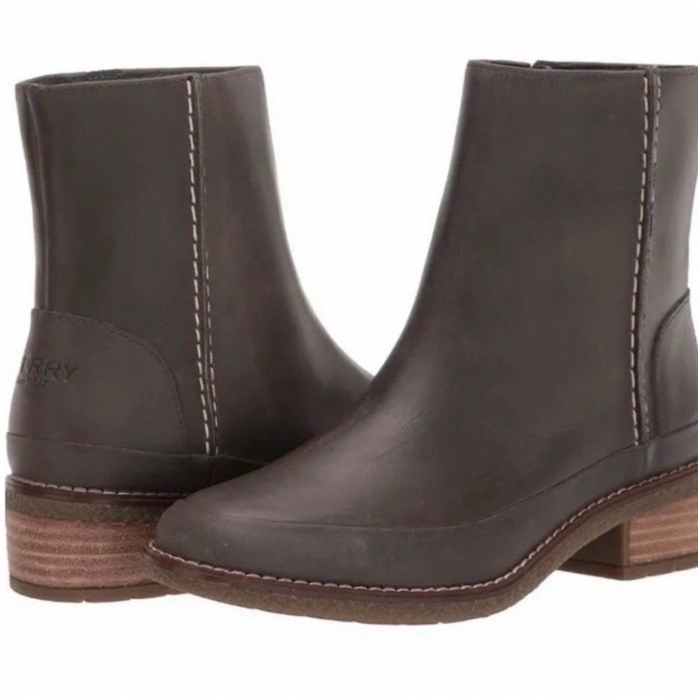 Sperry Seaport Storm Mid Gray Waterproof Ankle Boots for Rain/Snow